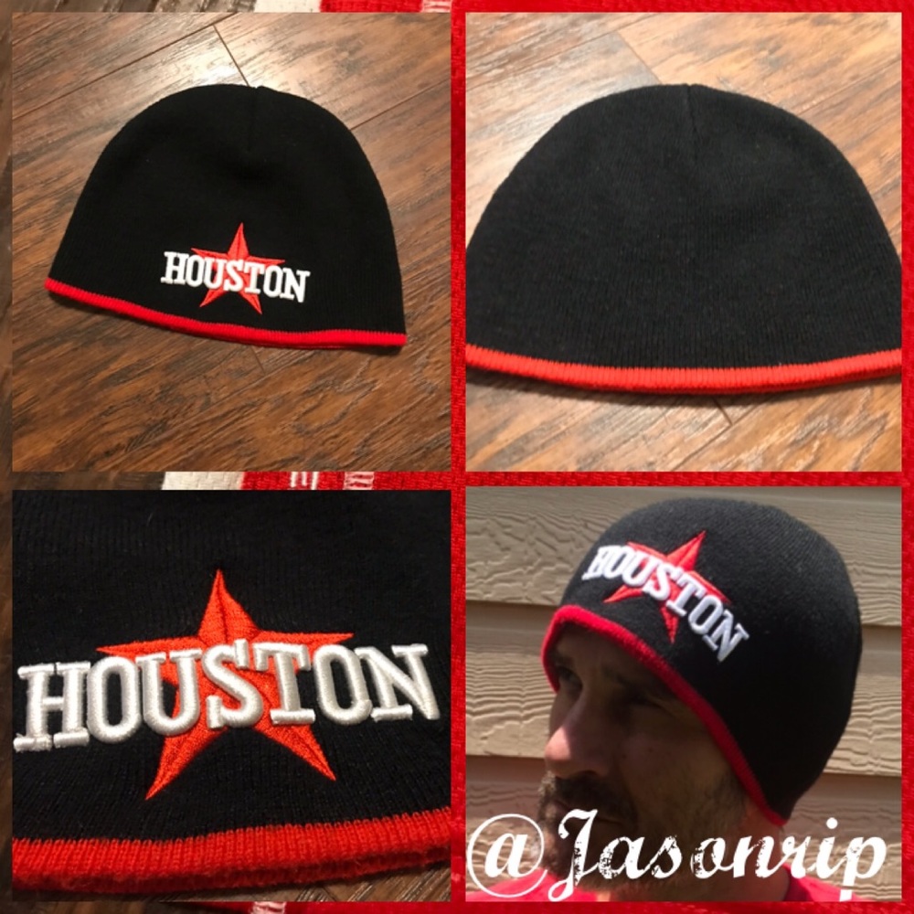 Houston, Texas Black Beanie Adult OS Great Cond.